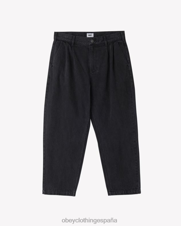 ropa OBEY denim plisado fubar negro descolorido hombres 0RV2P74
