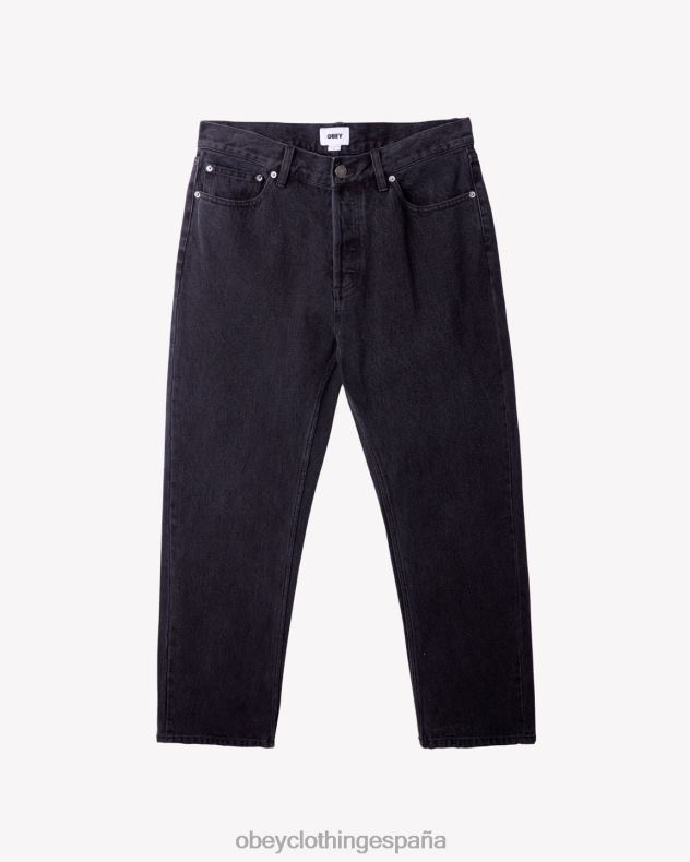 ropa OBEY mezclilla de trabajo duro negro descolorido hombres 0RV2P61