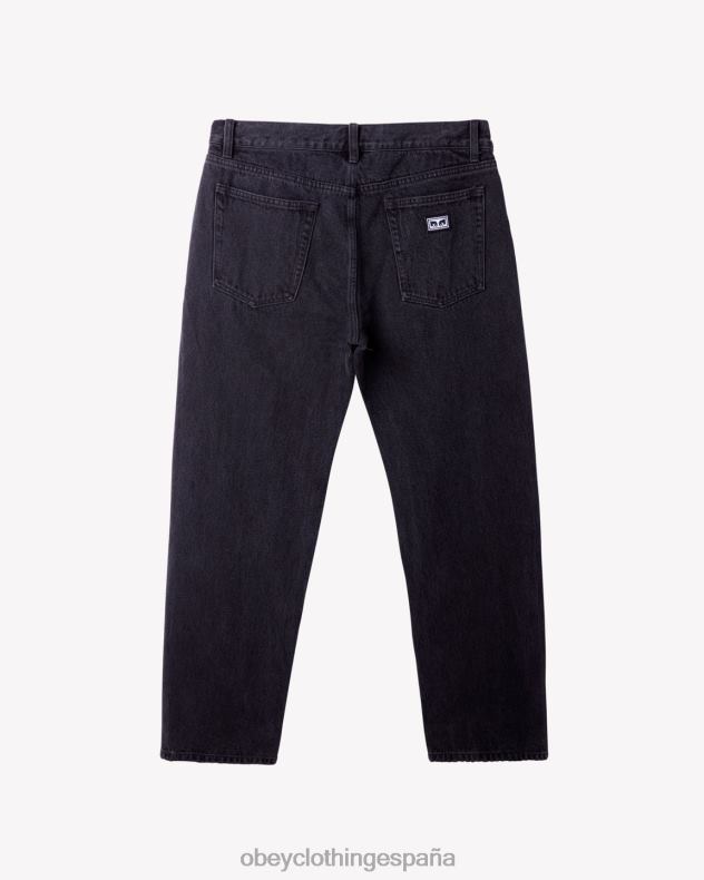 ropa OBEY mezclilla de trabajo duro negro descolorido hombres 0RV2P61