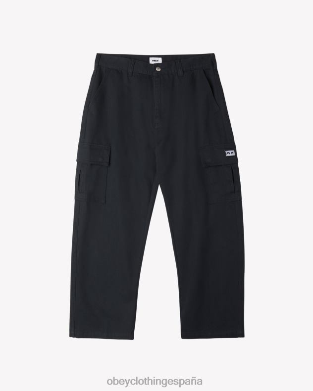 ropa OBEY pantalones cargo bigwig baggy de sarga negro hombres 0RV2P18