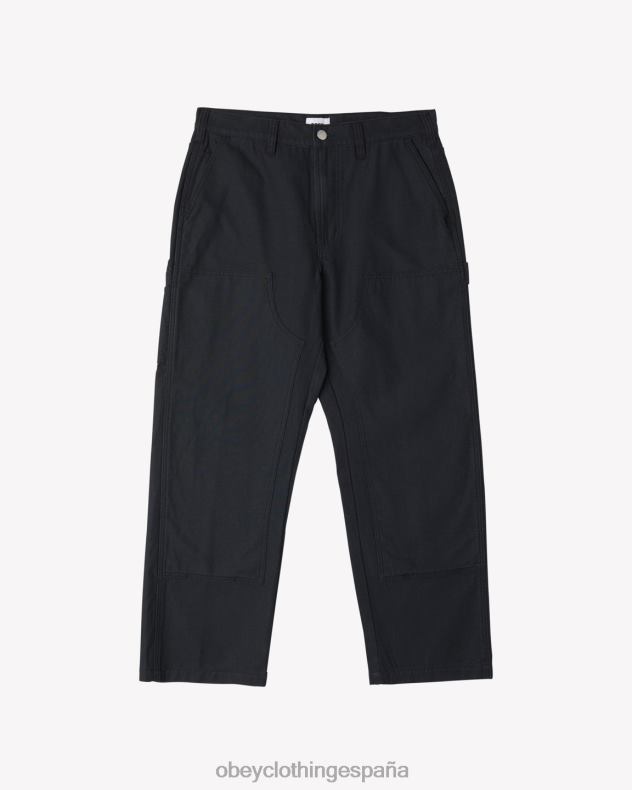 ropa OBEY pantalones de sarga con doble rodilla big timer negro hombres 0RV2P15