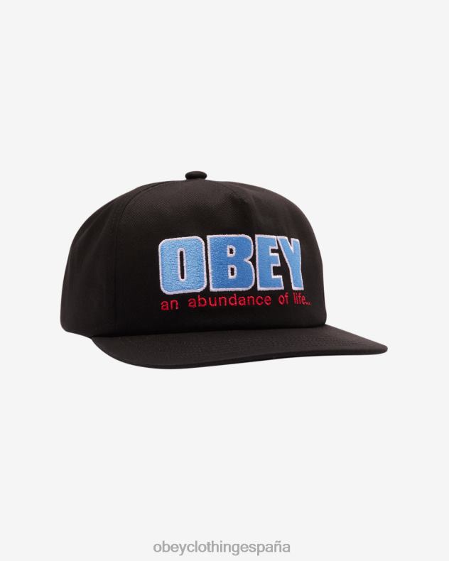accesorios OBEY snapback de 5 paneles de abundancia negro hombres 0RV2P435