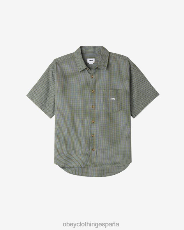 ropa OBEY camisa a prueba de peces gordos musgo verde multi hombres 0RV2P150