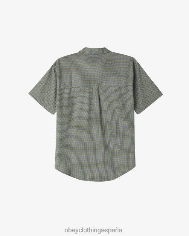 ropa OBEY camisa a prueba de peces gordos musgo verde multi hombres 0RV2P150
