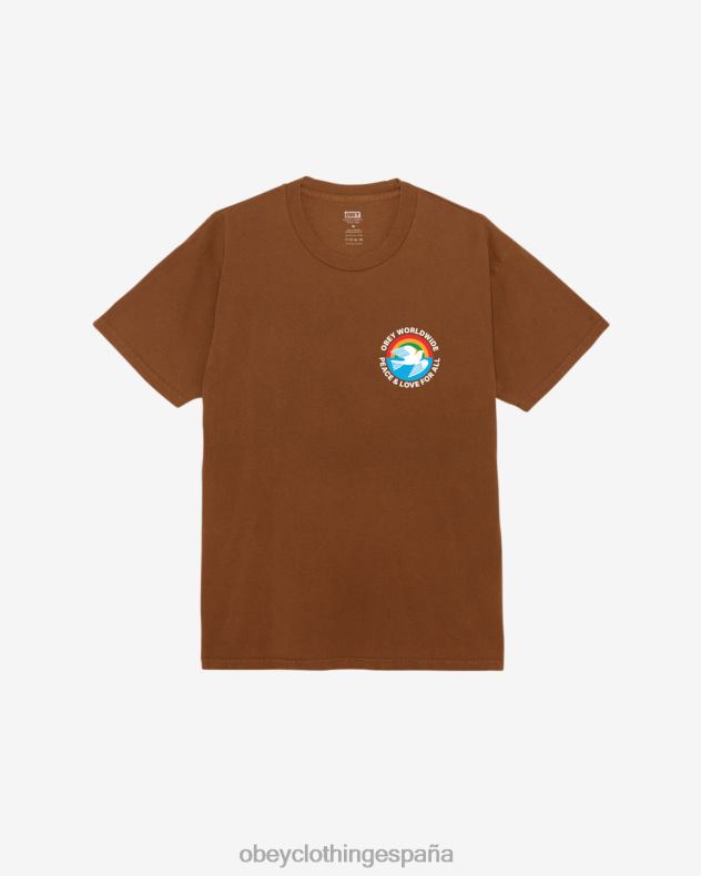 ropa OBEY Camiseta con pigmentos de paz y amor para todos. pigmento moka bisque hombres 0RV2P371