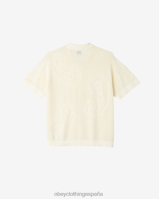 ropa OBEY camisa de punto abierta con lágrima sin blanquear hombres 0RV2P126