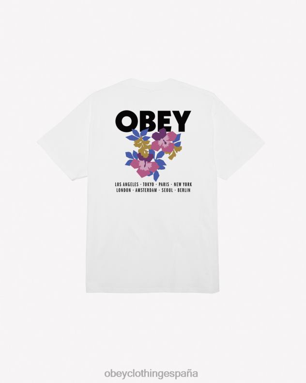 ropa OBEY camiseta clásica con jardín floral blanco hombres 0RV2P290