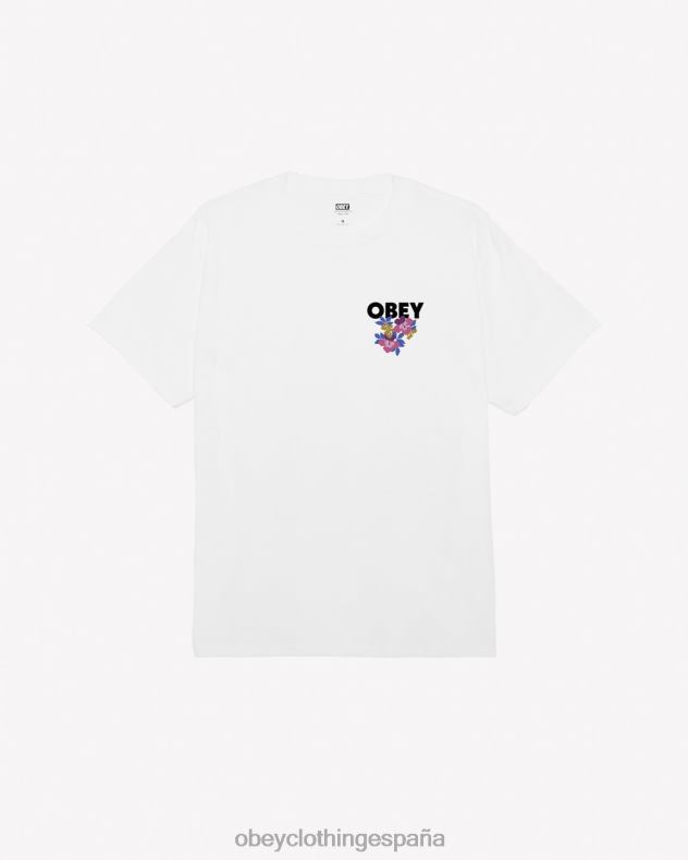 ropa OBEY camiseta clásica con jardín floral blanco hombres 0RV2P290