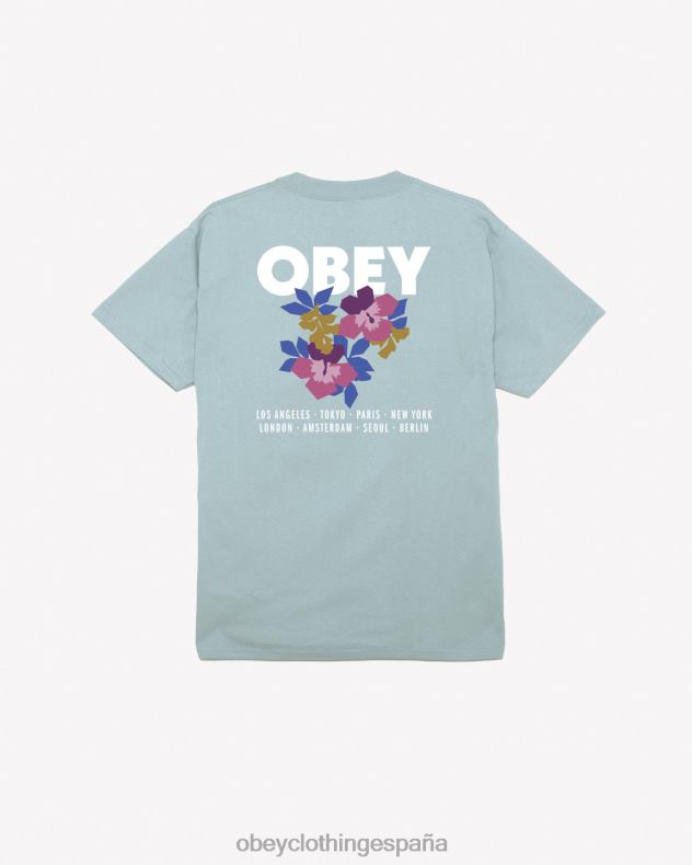 ropa OBEY camiseta clásica con jardín floral buen gris hombres 0RV2P289