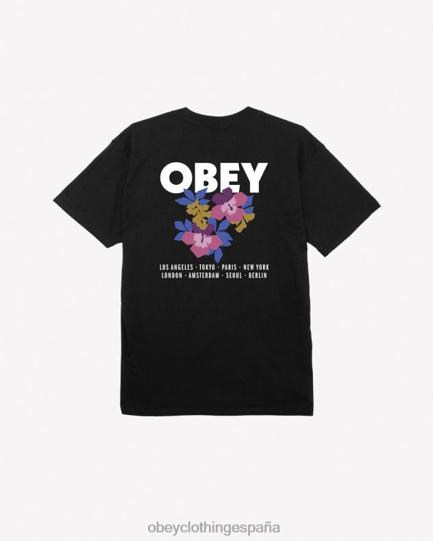 ropa OBEY camiseta clásica con jardín floral negro hombres 0RV2P288