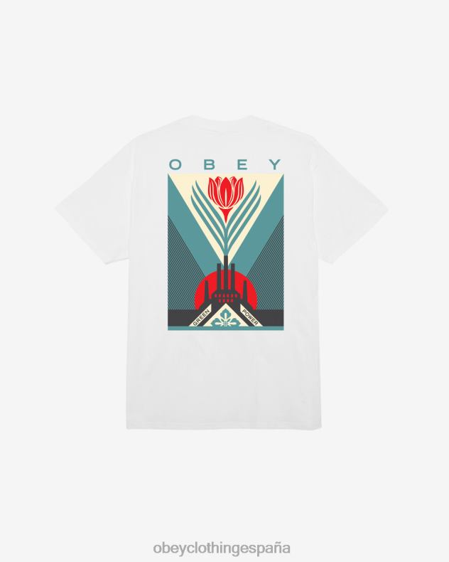 ropa OBEY camiseta clásica de fábrica de energía verde blanco hombres 0RV2P332