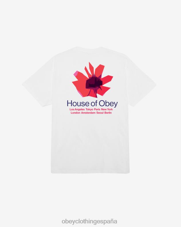 ropa OBEY camiseta clásica de la casa de flores blanco hombres 0RV2P309