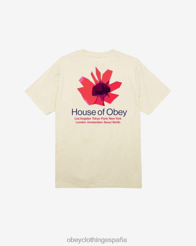 ropa OBEY camiseta clásica de la casa de flores crema hombres 0RV2P308