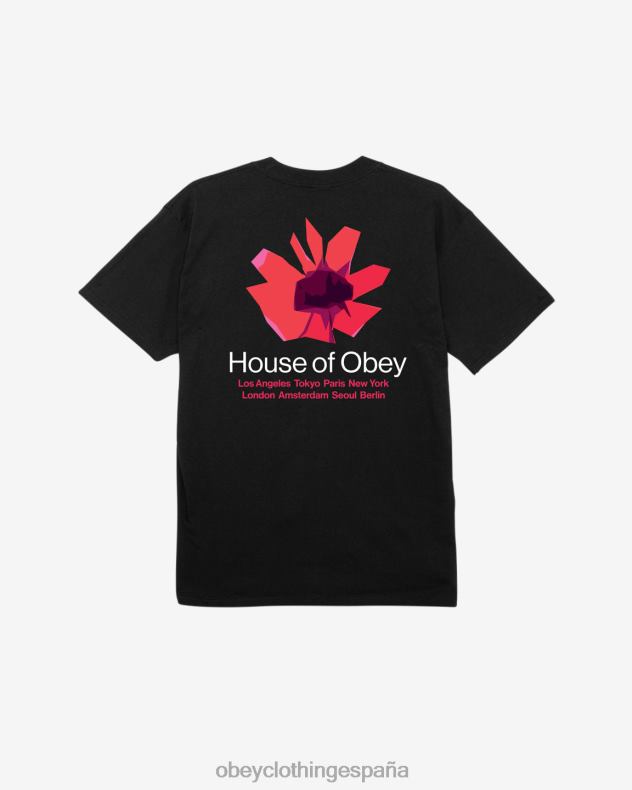 ropa OBEY camiseta clásica de la casa de flores negro hombres 0RV2P307