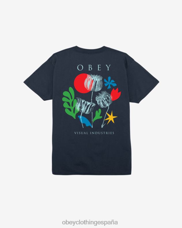 ropa OBEY camiseta clásica flores papeles tijeras Armada hombres 0RV2P320