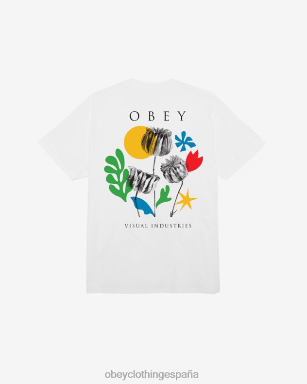 ropa OBEY camiseta clásica flores papeles tijeras blanco hombres 0RV2P319