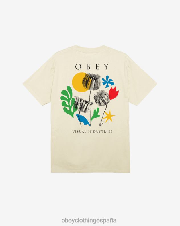 ropa OBEY camiseta clásica flores papeles tijeras crema hombres 0RV2P321