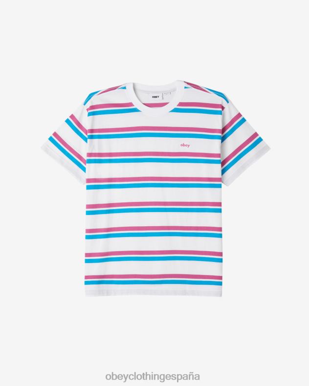 ropa OBEY camiseta con rayas distanciadas blanco multicolor hombres 0RV2P107