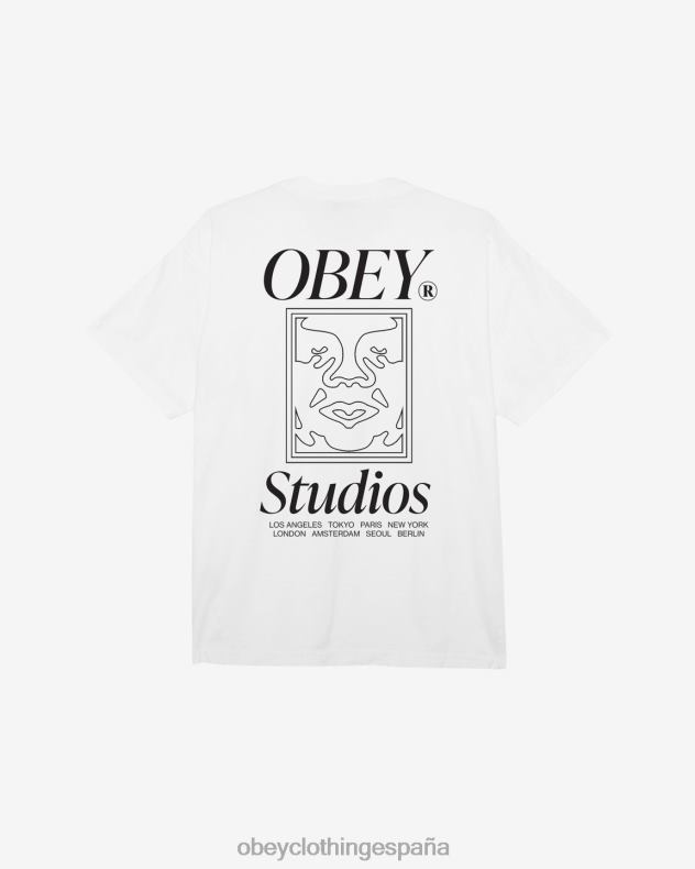 ropa OBEY camiseta de peso pesado con icono de estudios blanco hombres 0RV2P376