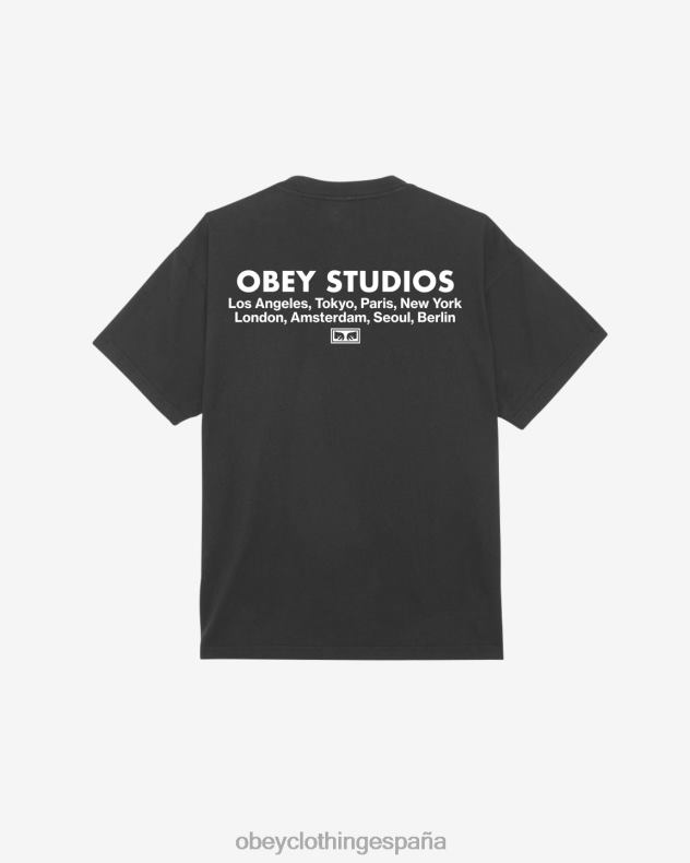 ropa OBEY camiseta pesada Studios Eye negro azabache hombres 0RV2P387