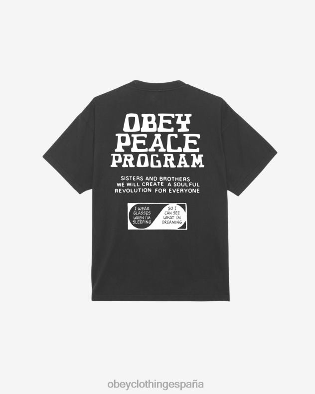 ropa OBEY camiseta pesada del programa de paz negro antiguo hombres 0RV2P383