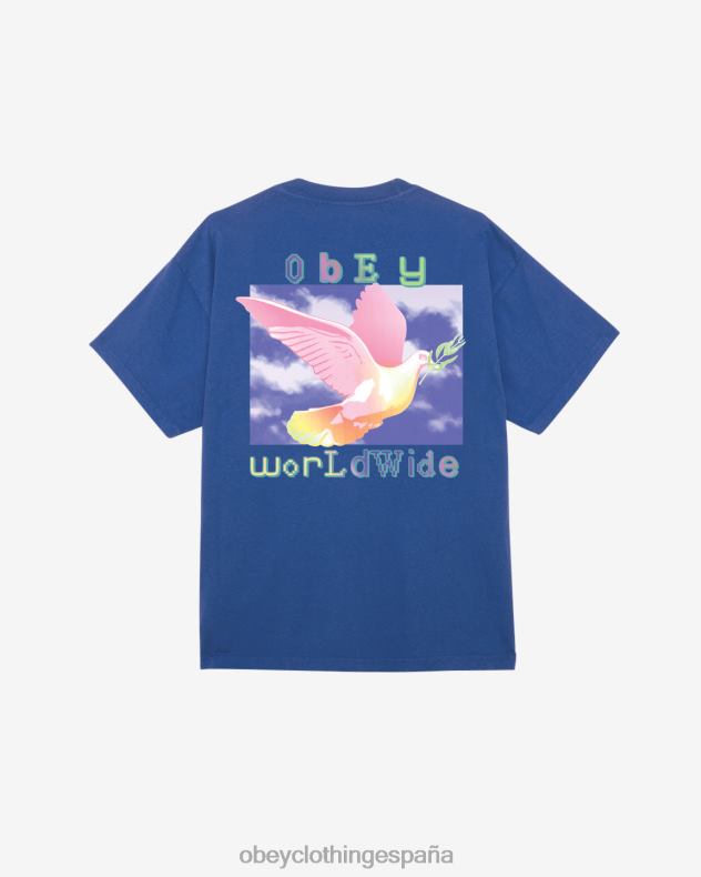 ropa OBEY camiseta pesada paloma de la paz surf azul hombres 0RV2P385