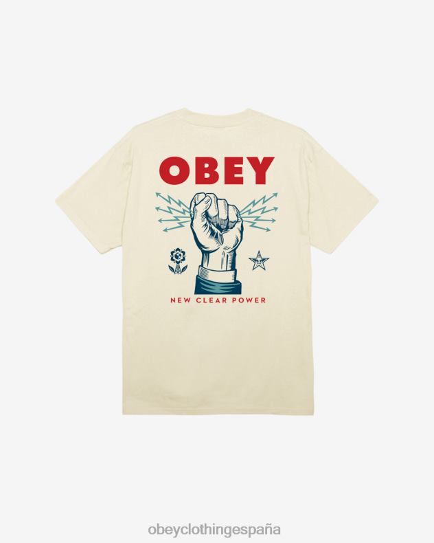 ropa OBEY nueva camiseta clásica clear power crema hombres 0RV2P323