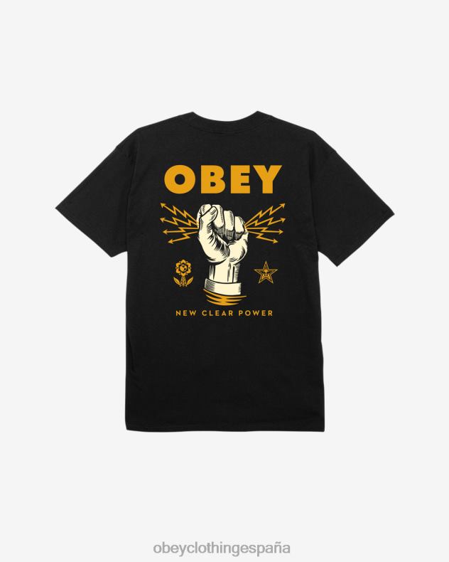 ropa OBEY nueva camiseta clásica clear power negro hombres 0RV2P324