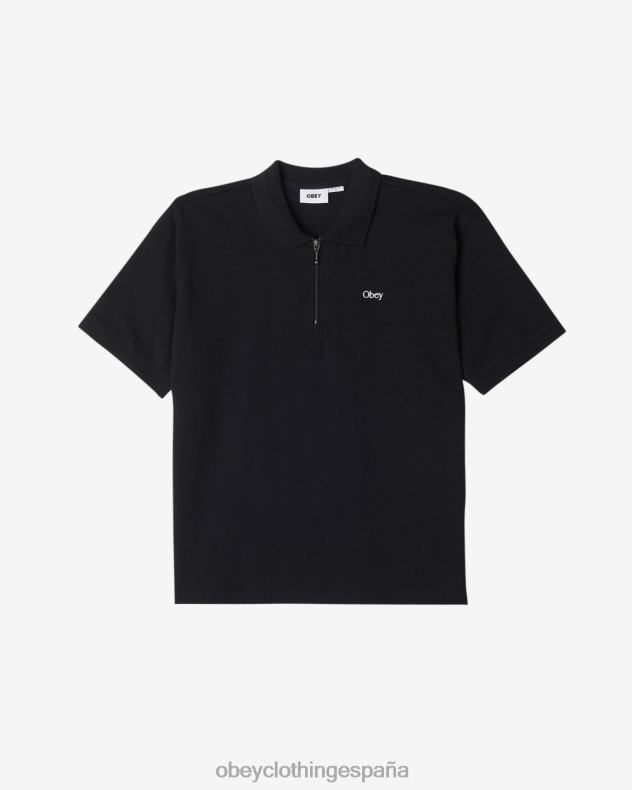 ropa OBEY polo con cremallera de escape negro hombres 0RV2P115