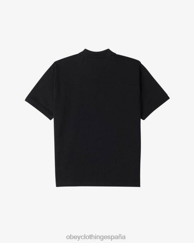 ropa OBEY polo con cremallera de escape negro hombres 0RV2P115