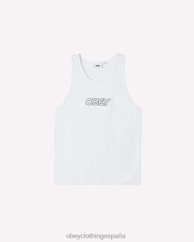 ropa OBEY tanque de costillas traza blanco hombres 0RV2P124