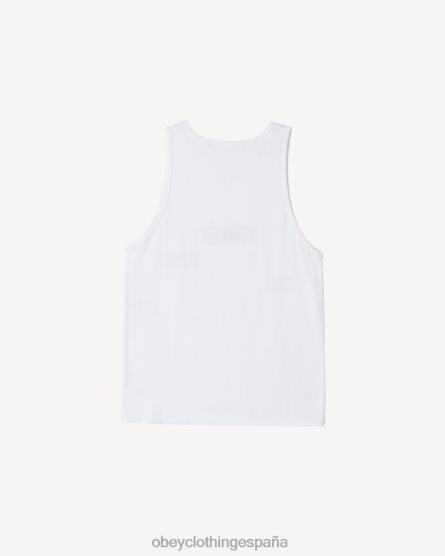 ropa OBEY tanque de costillas traza blanco hombres 0RV2P124