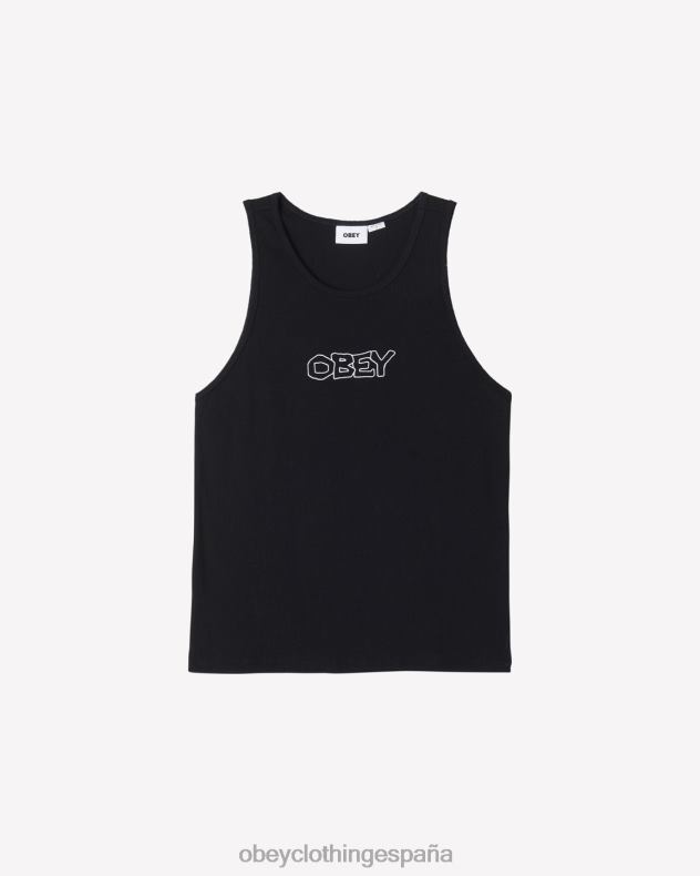 ropa OBEY tanque de costillas traza negro hombres 0RV2P123