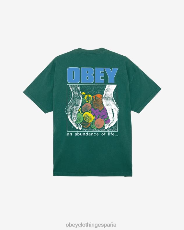 ropa OBEY una abundancia de vida camiseta pesada verde aventura hombres 0RV2P395