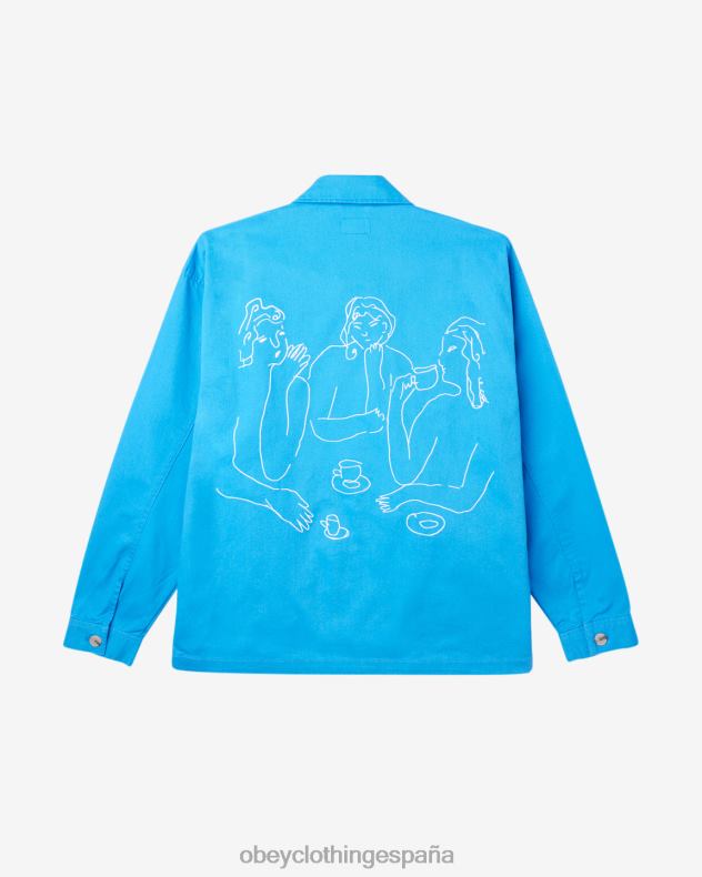 ropa OBEY chaqueta de camisa de tarde azul francés hombres 0RV2P243