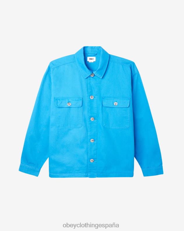 ropa OBEY chaqueta de camisa de tarde azul francés hombres 0RV2P243
