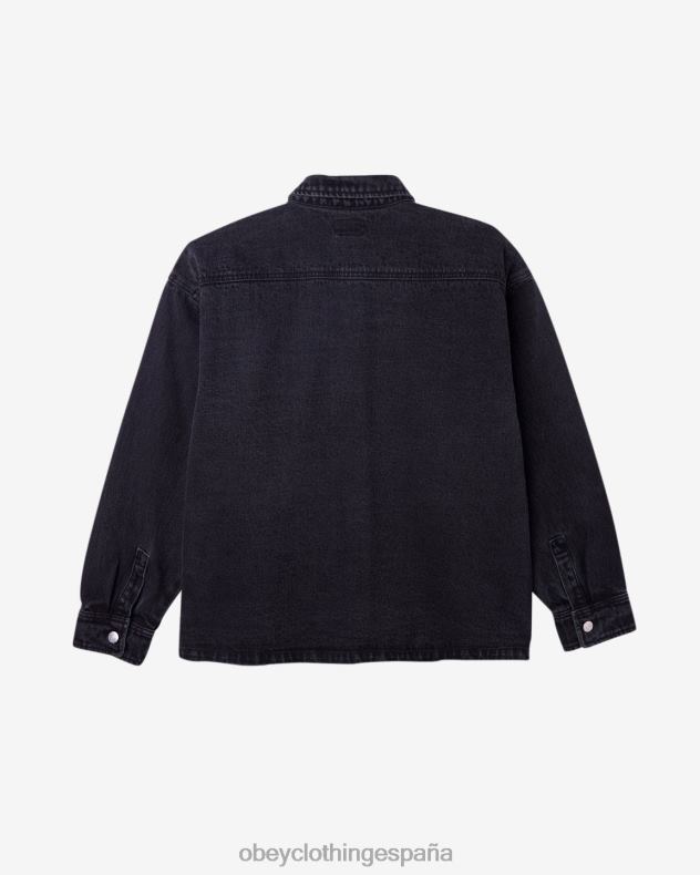 ropa OBEY chaqueta de camisa winston negro descolorido hombres 0RV2P245