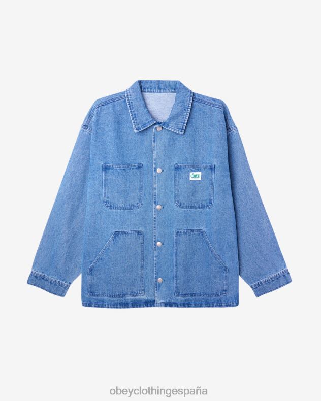 ropa OBEY chaqueta de trabajo trenton índigo claro hombres 0RV2P254