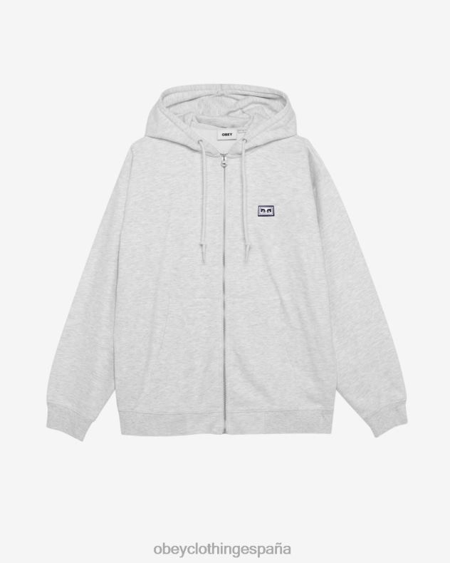 ropa OBEY capucha con cremallera para ojos est. works gris ceniza hombres 0RV2P201