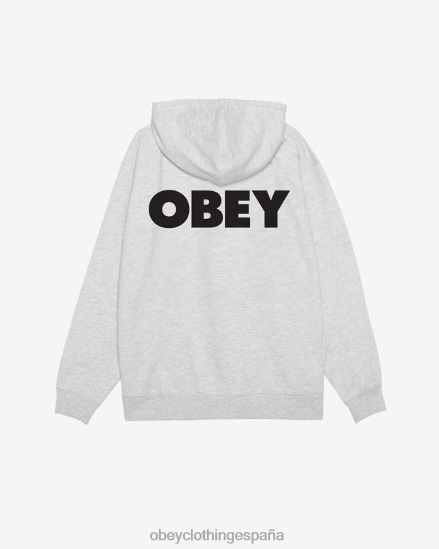 ropa OBEY capucha con cremallera pesada y llamativa gris ceniza hombres 0RV2P170