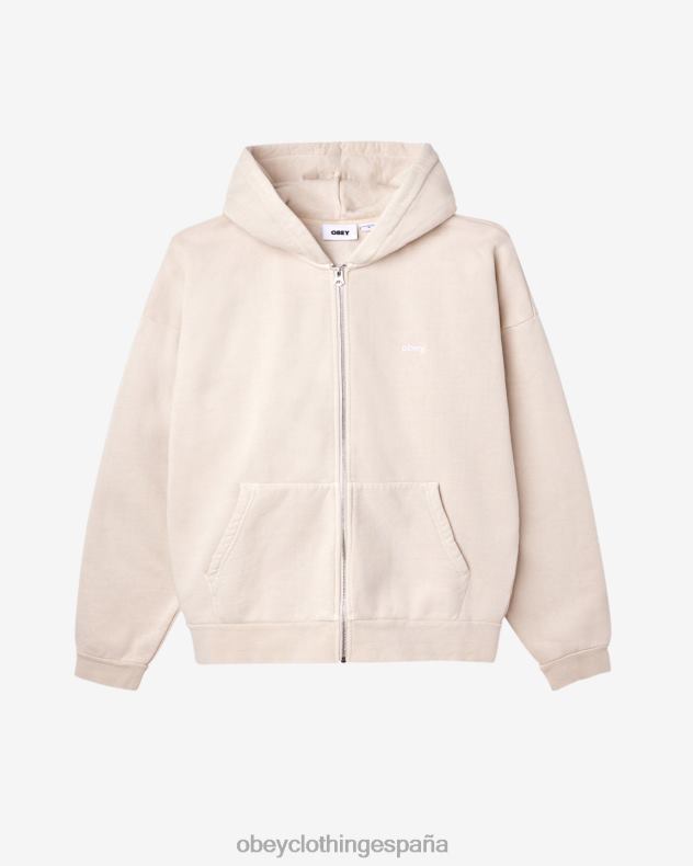 ropa OBEY capucha con cremallera pigmentada en minúsculas arcilla pigmentada hombres 0RV2P204