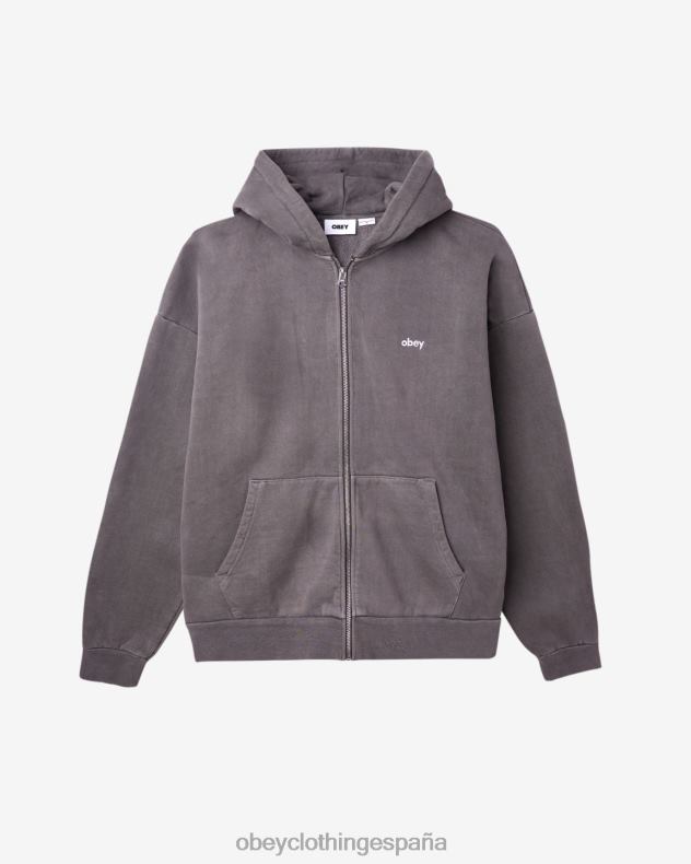 ropa OBEY capucha con cremallera pigmentada en minúsculas pigmento negro digital hombres 0RV2P206