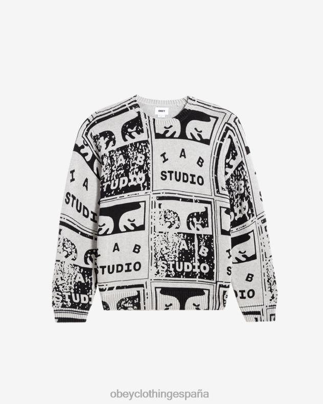 ropa OBEY suéter de carteles descoloridos gris jaspeado multicolor hombres 0RV2P265