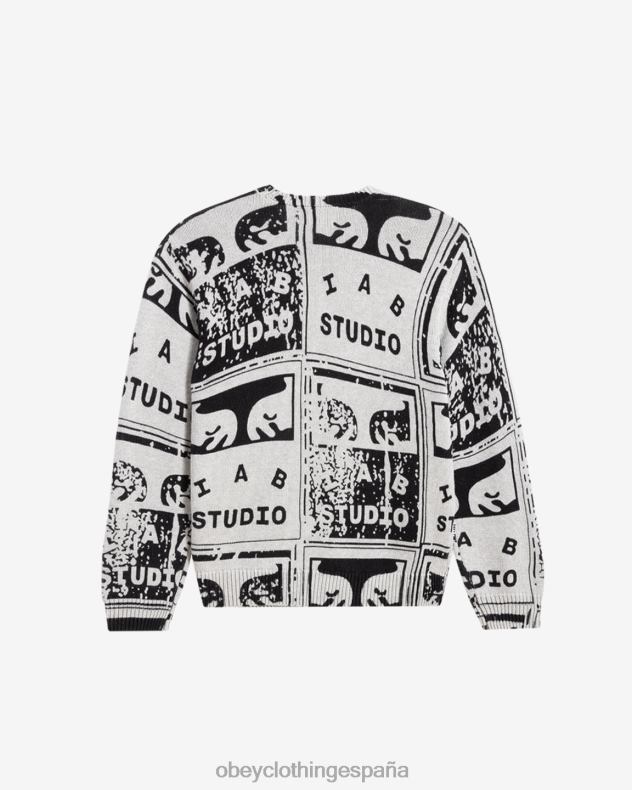 ropa OBEY suéter de carteles descoloridos gris jaspeado multicolor hombres 0RV2P265