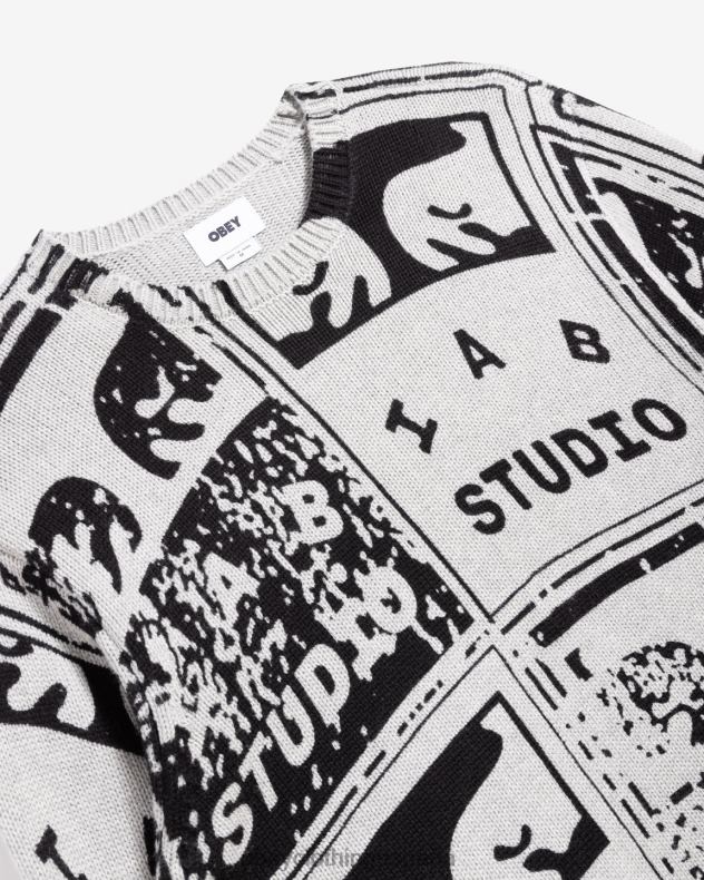 ropa OBEY suéter de carteles descoloridos gris jaspeado multicolor hombres 0RV2P265
