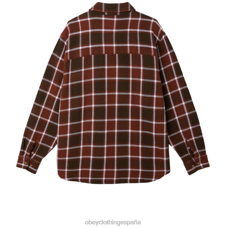 ropa OBEY camisa a cuadros pez gordo sepia múltiple hombres 0RV2P755