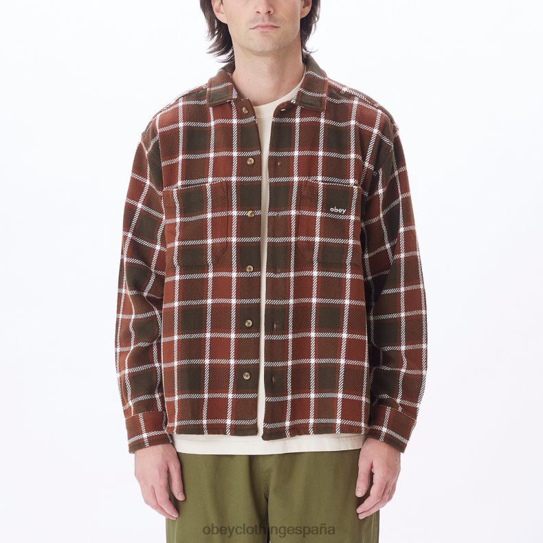 ropa OBEY camisa a cuadros pez gordo sepia múltiple hombres 0RV2P755