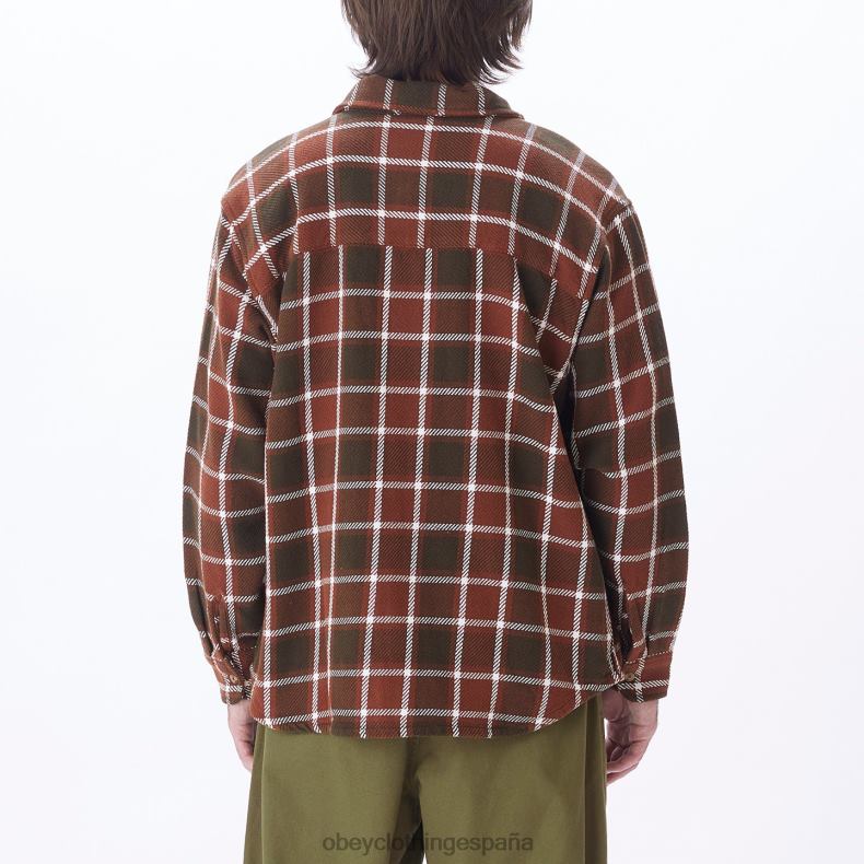 ropa OBEY camisa a cuadros pez gordo sepia múltiple hombres 0RV2P755