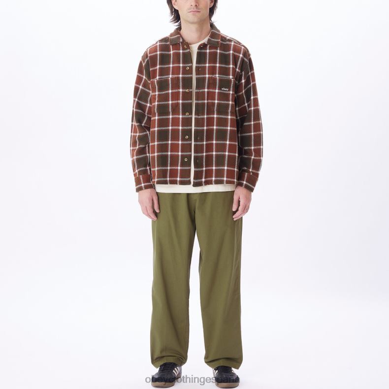 ropa OBEY camisa a cuadros pez gordo sepia múltiple hombres 0RV2P755