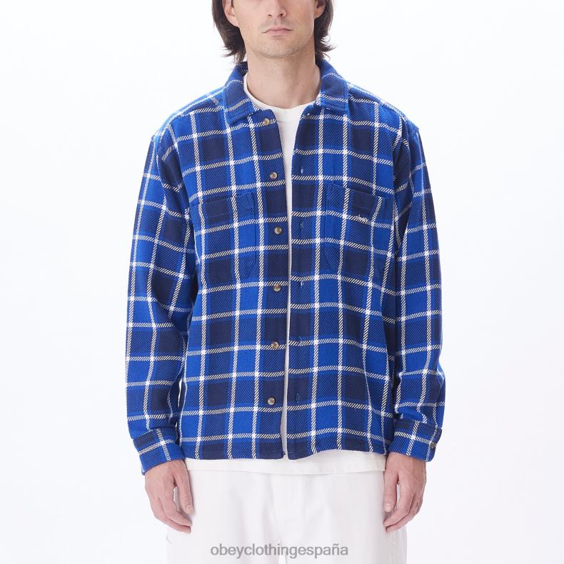 ropa OBEY camisa a cuadros pez gordo surf azul multi hombres 0RV2P756